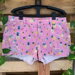 Arizona Pineapple Print Jean Shorts